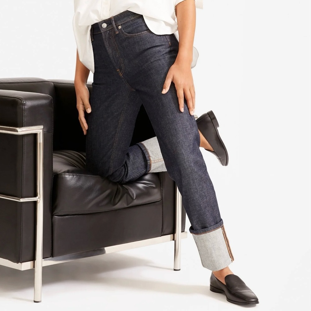 Everlane The High-Rise Straight Jean, Dark Rinse (Sz 26)